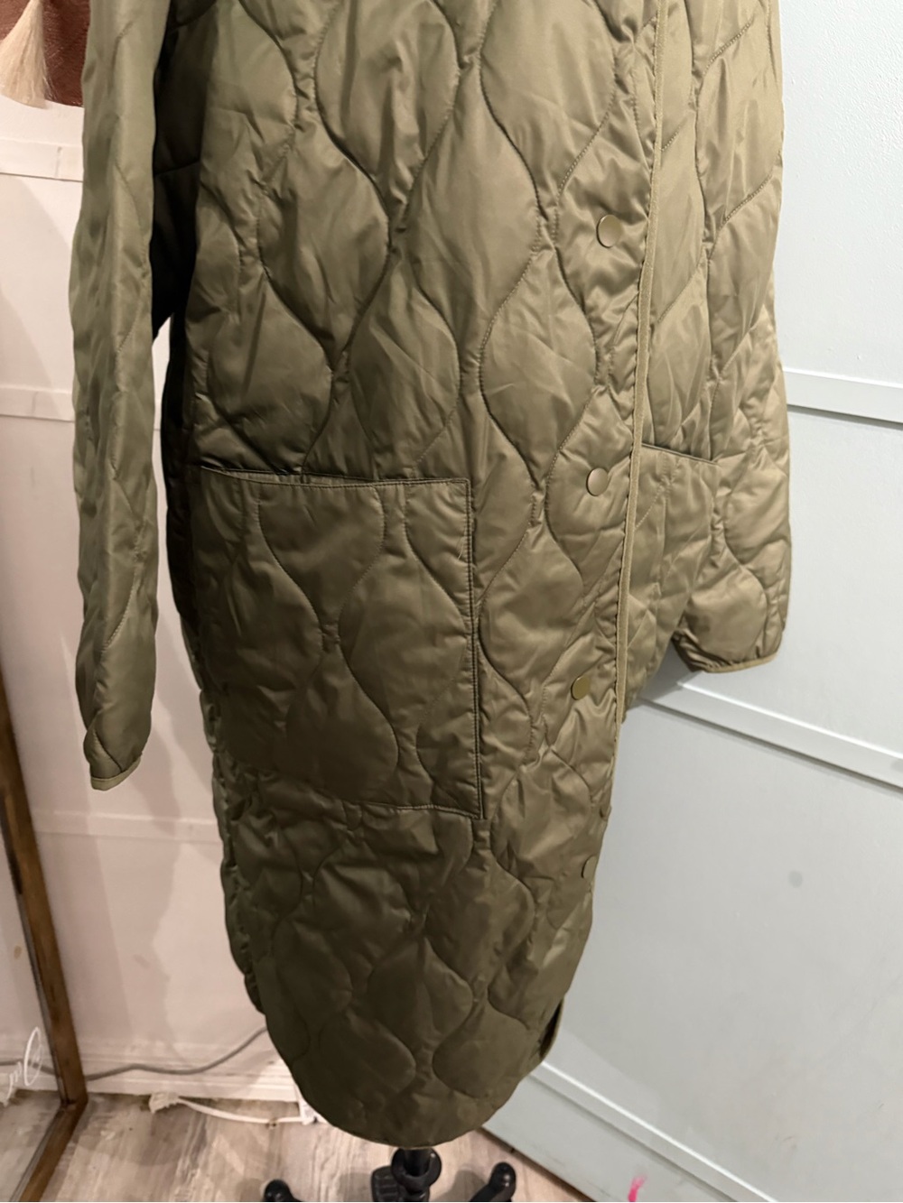 Everlane The Long Quilted Liner Coat in Kalamata Green XL - Picture 14 of 14